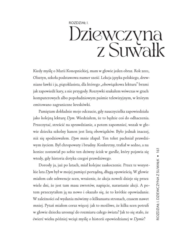 Strona otwierająca rozdział Dziewczyna z Suwałk z książki Wbrew epokom